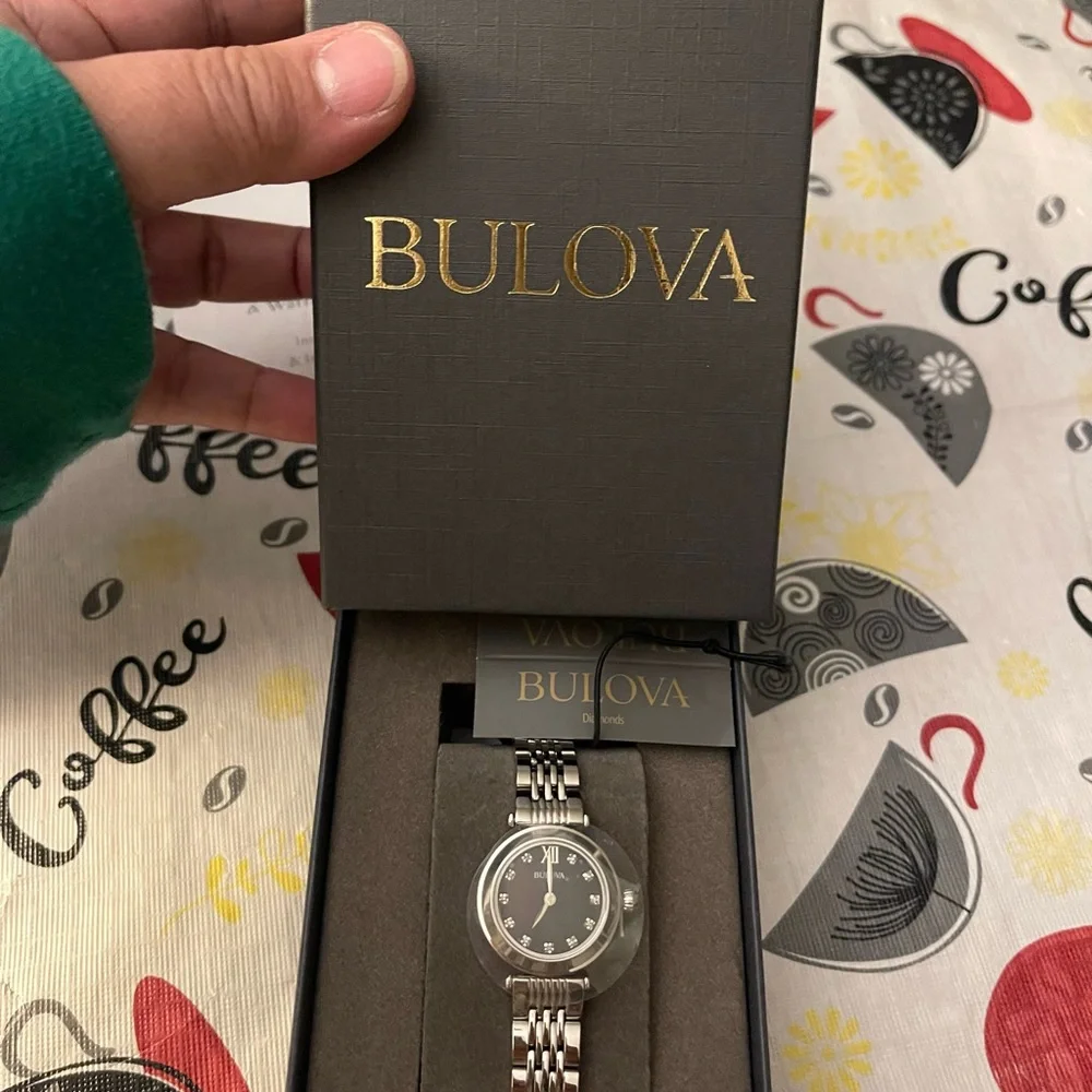Bulova Silver Women's Watch with Black Dial - Picture 3 of 8